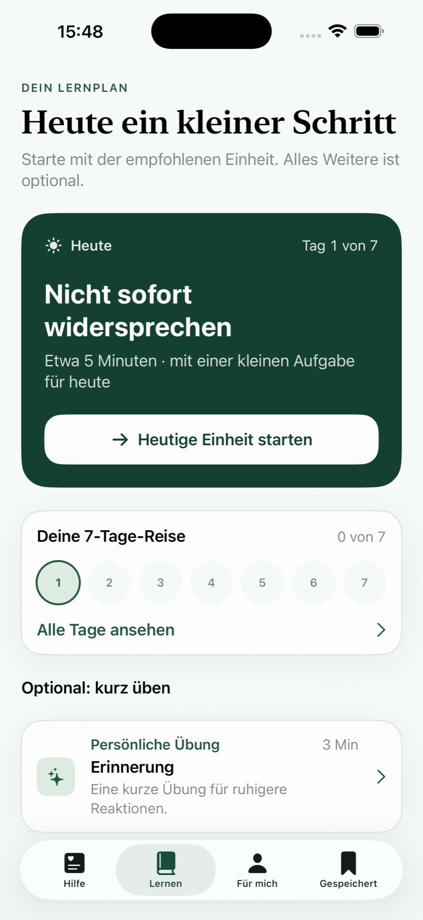 Demenz Coach Lernplan mit einer kurzen täglichen Lerneinheit